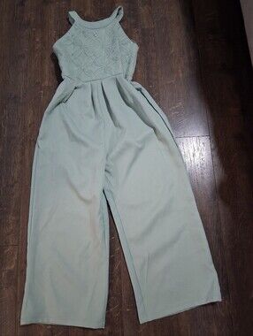 Kensie Girl Mint Green Sleeveless Floral Bodice Jumpsuit Size 8